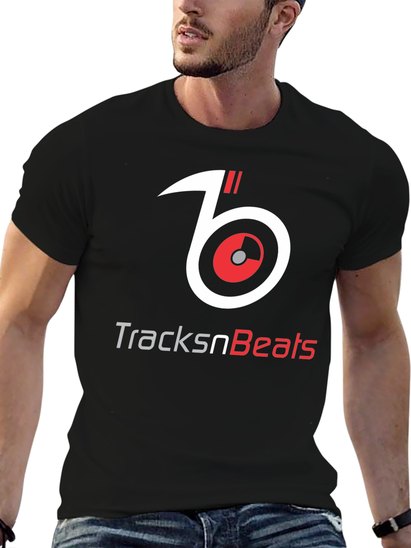 TracksnBeats Black Graphic T-Shirt - Music Lover Tee