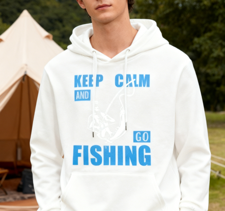 Casual Fisherman 'KEEP CALM' Hooded Top