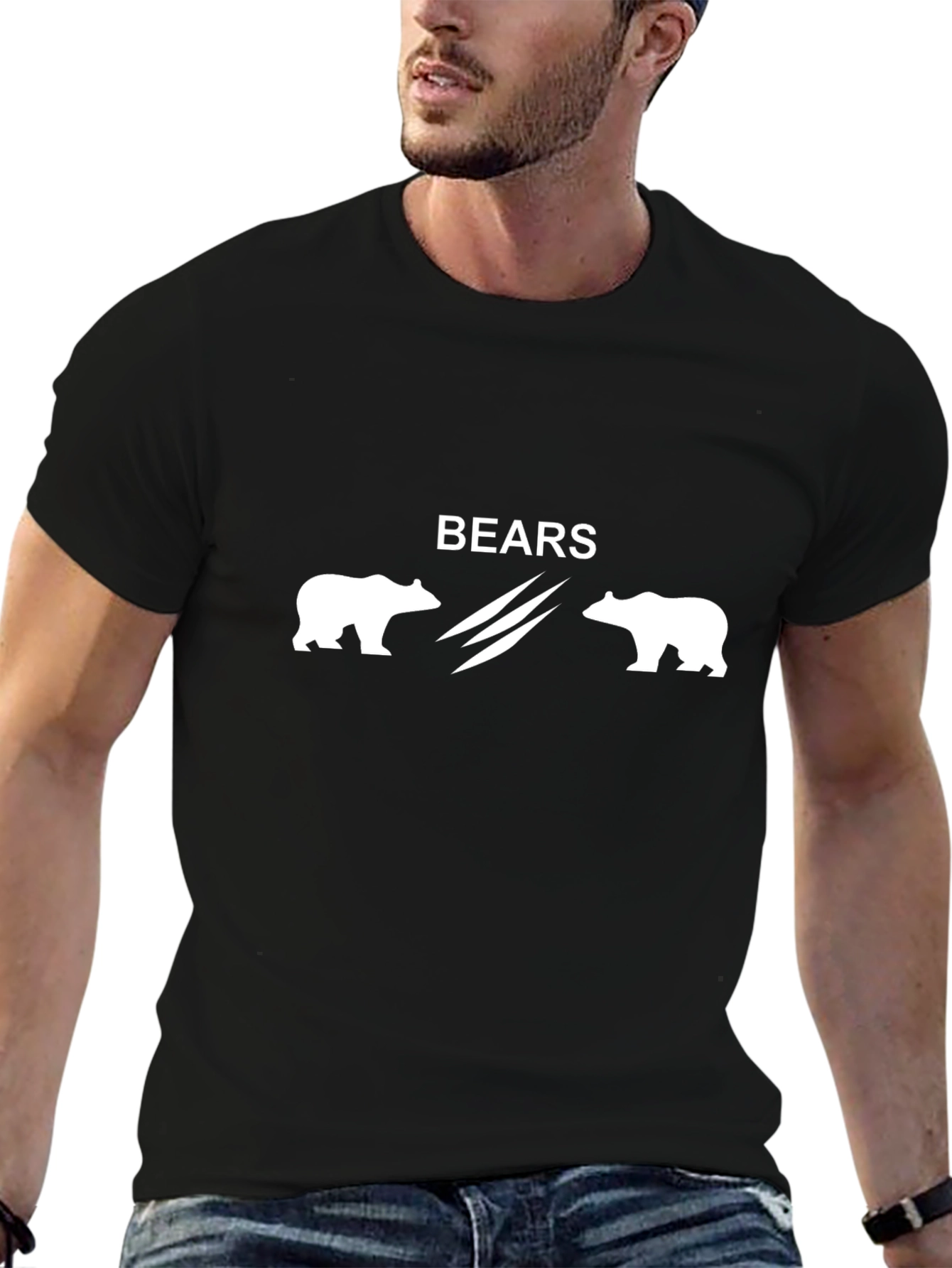 Bears Graphic Tee - Classic Black Cotton T-Shirt