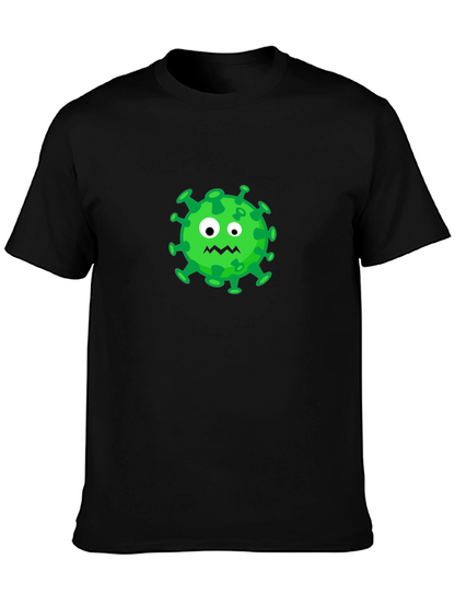 Cartoon Virus Graphic Tee - Black