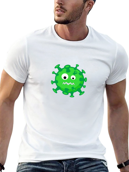 Cartoon Virus Graphic Tee - Black