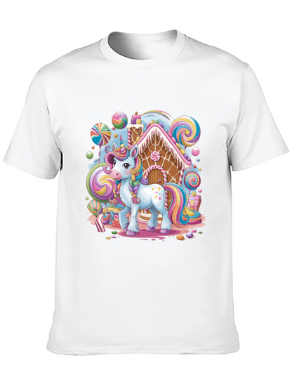 Unicorn Candy House Graphic T-Shirt