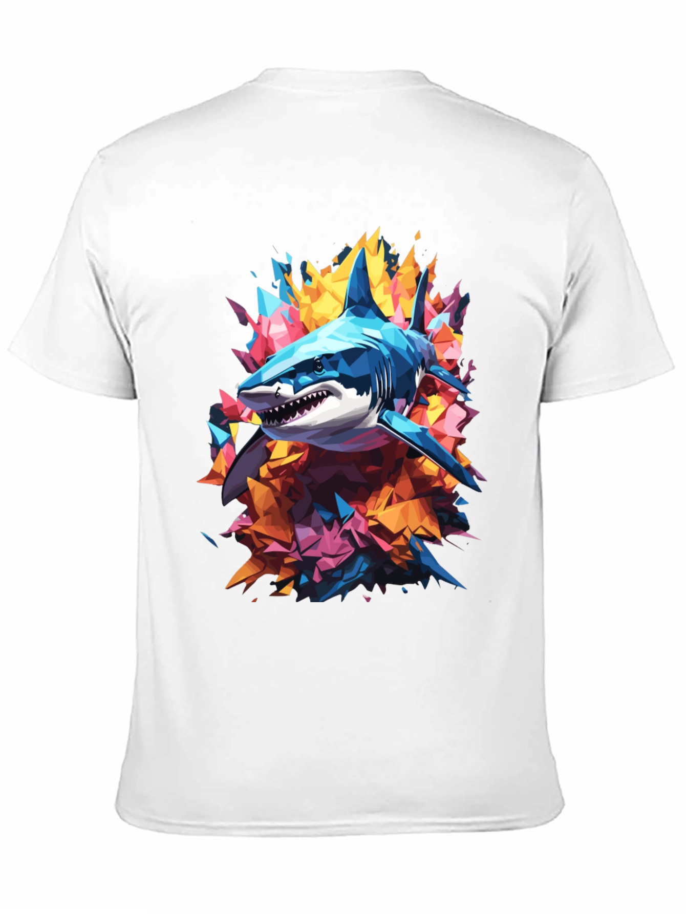 Abstract Shark Graphic Tee - Cool Mens Black T-Shirt