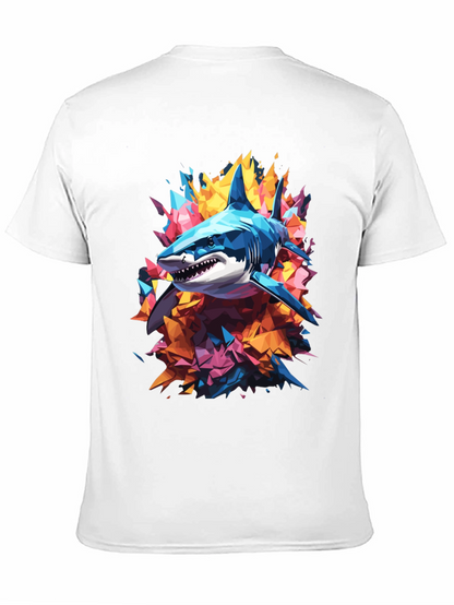 Abstract Shark Graphic Tee - Cool Mens Black T-Shirt