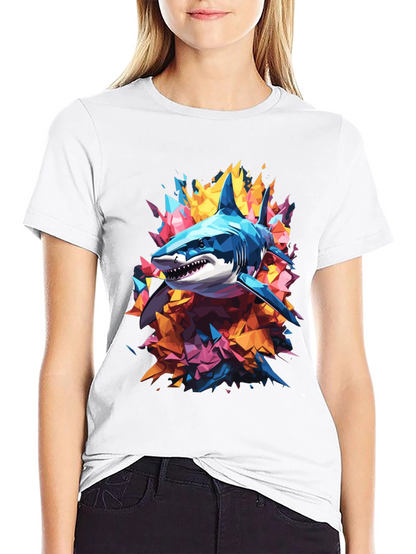 Abstract Shark Graphic Tee - Cool Mens Black T-Shirt