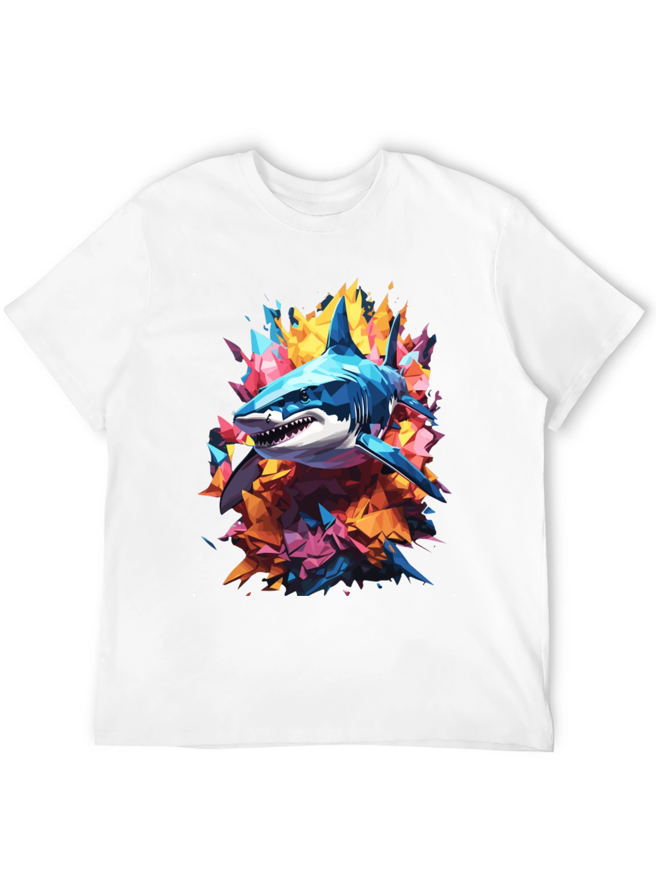 Abstract Shark Graphic Tee - Cool Mens Black T-Shirt