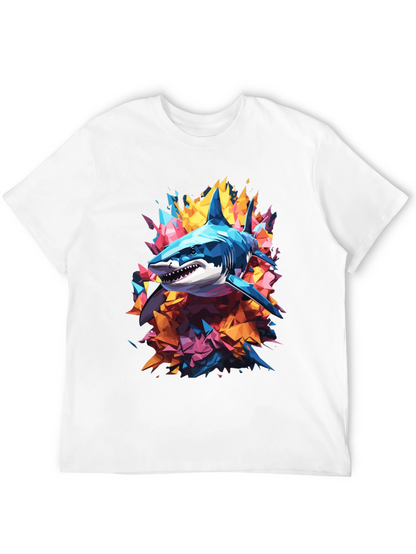 Abstract Shark Graphic Tee - Cool Mens Black T-Shirt
