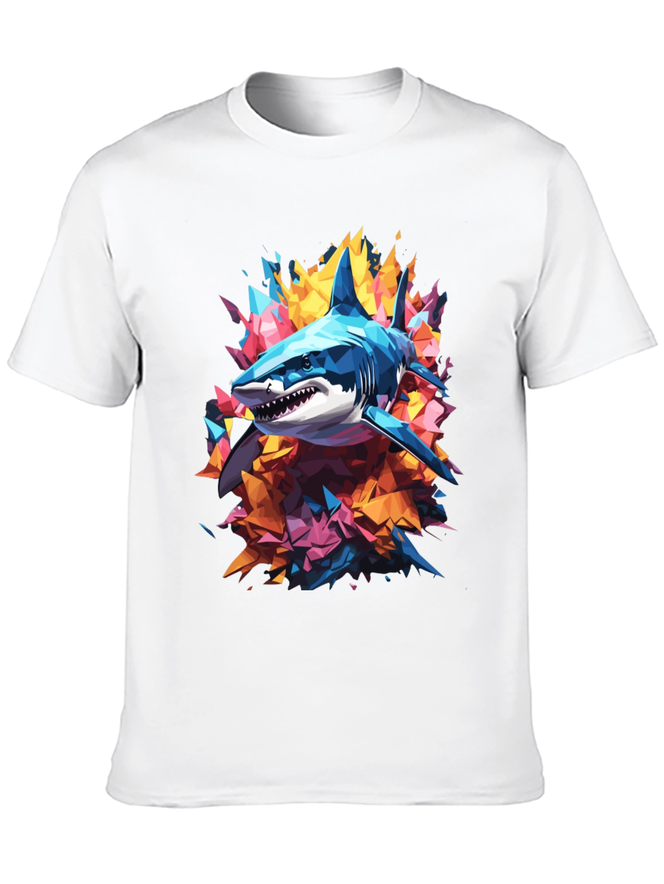 Abstract Shark Graphic Tee - Cool Mens Black T-Shirt