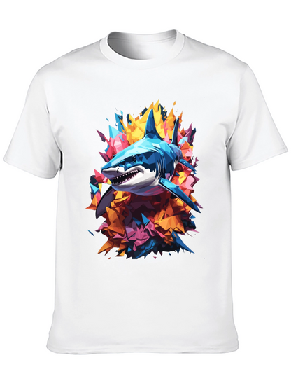 Abstract Shark Graphic Tee - Cool Mens Black T-Shirt