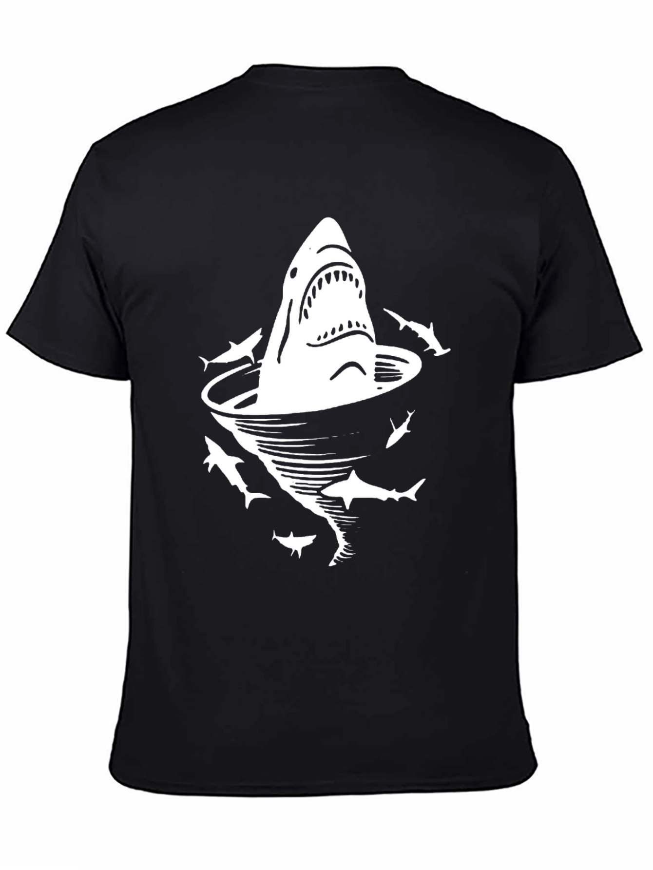 Shark Vortex Graphic Tee - Black Cotton T-Shirt