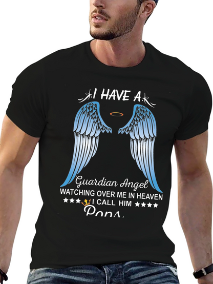 Guardian Angel Papa T-Shirt Memorial Heaven Wings