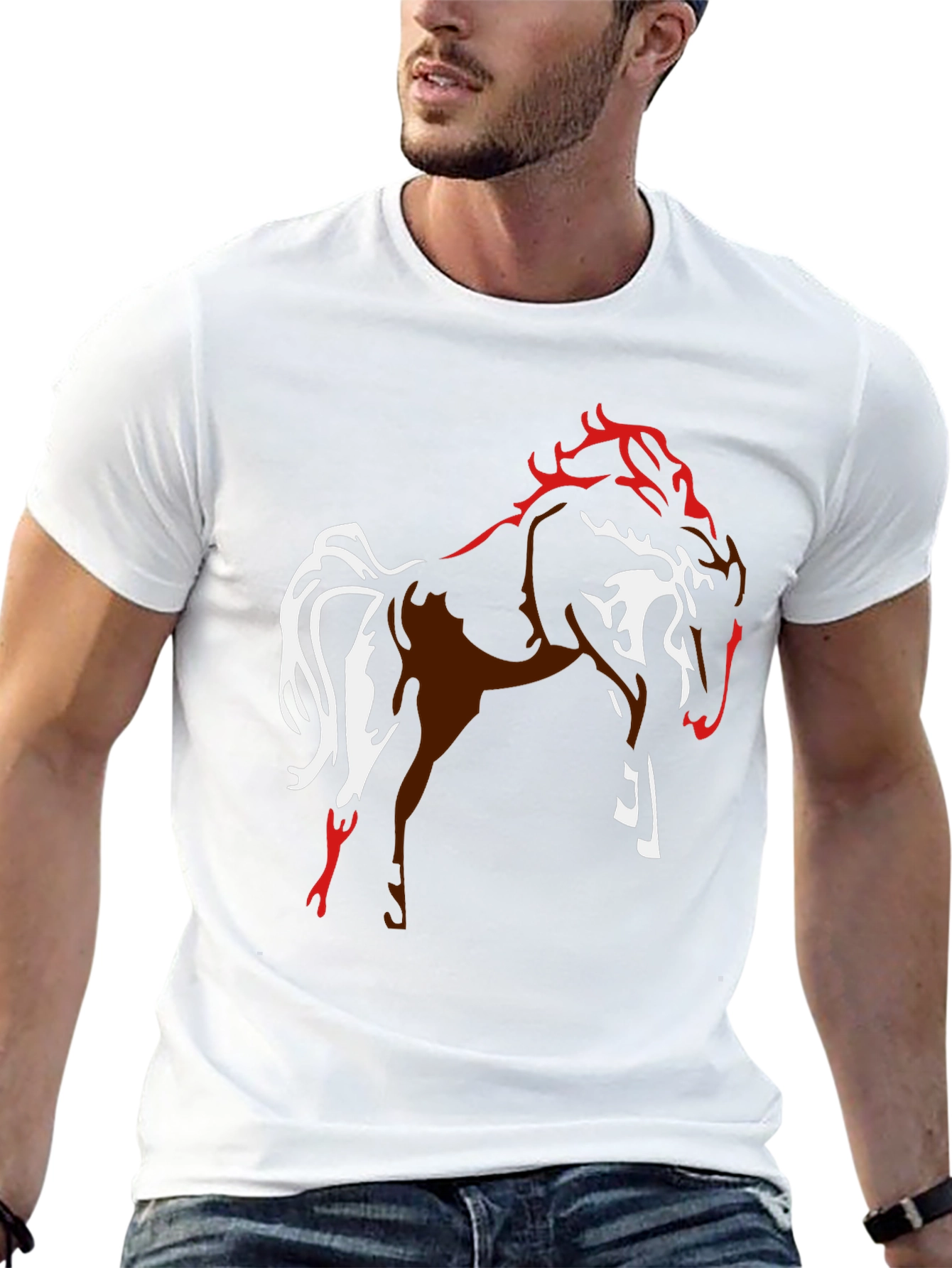 Graphic Horse Tee - Black Stylish Mens T-Shirt