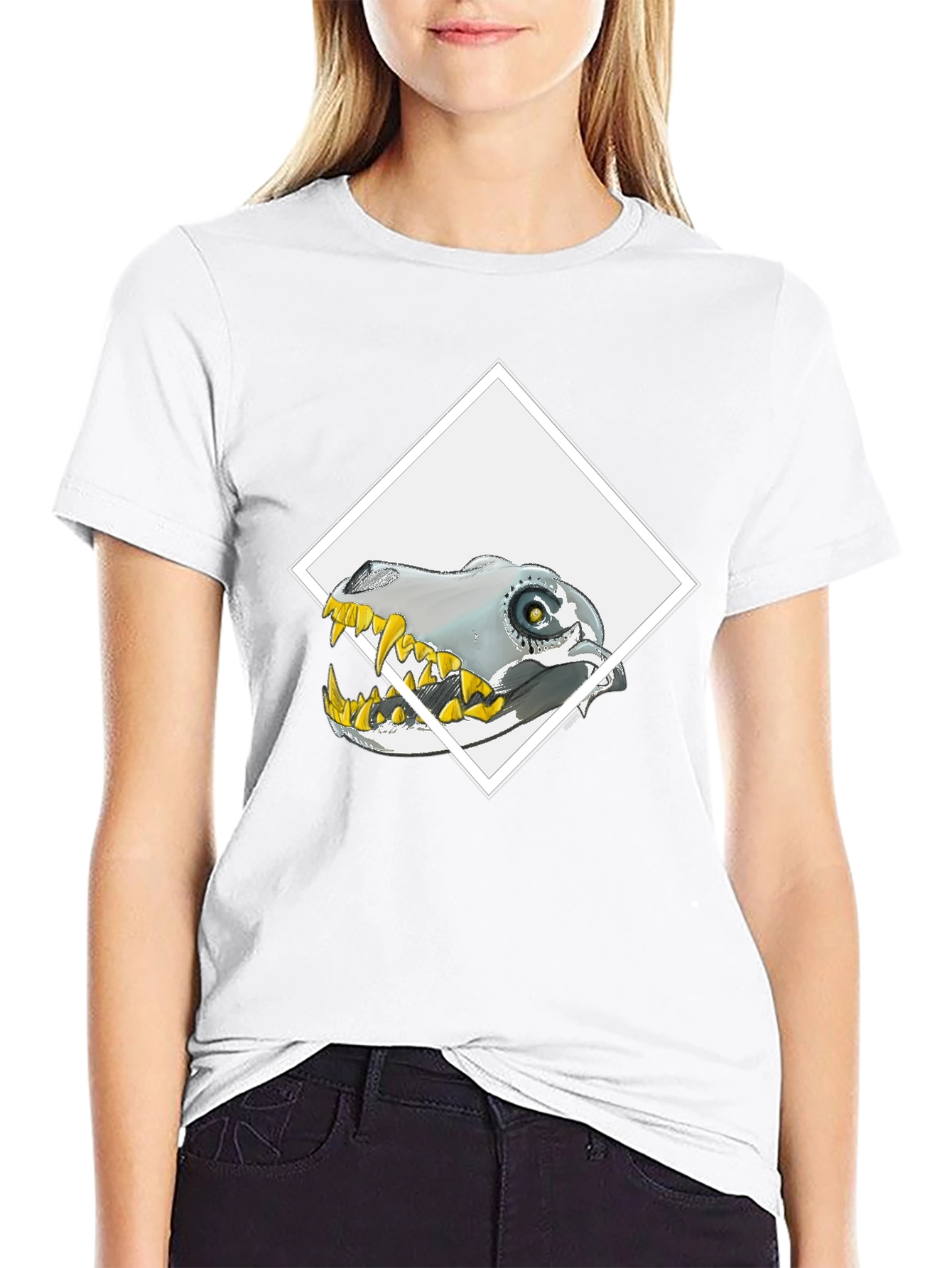 Robo-Dino Graphic Tee - Black Cotton Blend