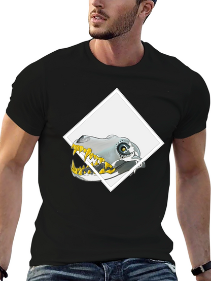 Robo-Dino Graphic Tee - Black Cotton Blend