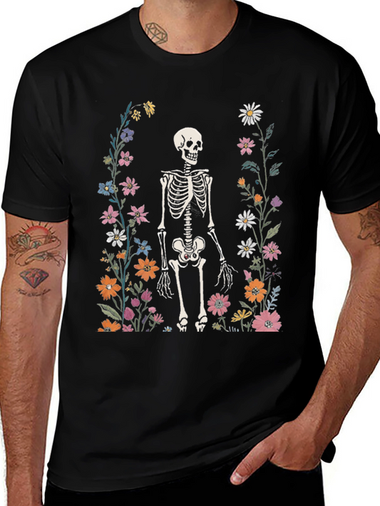Floral Skeleton Graphic Tee - Mens