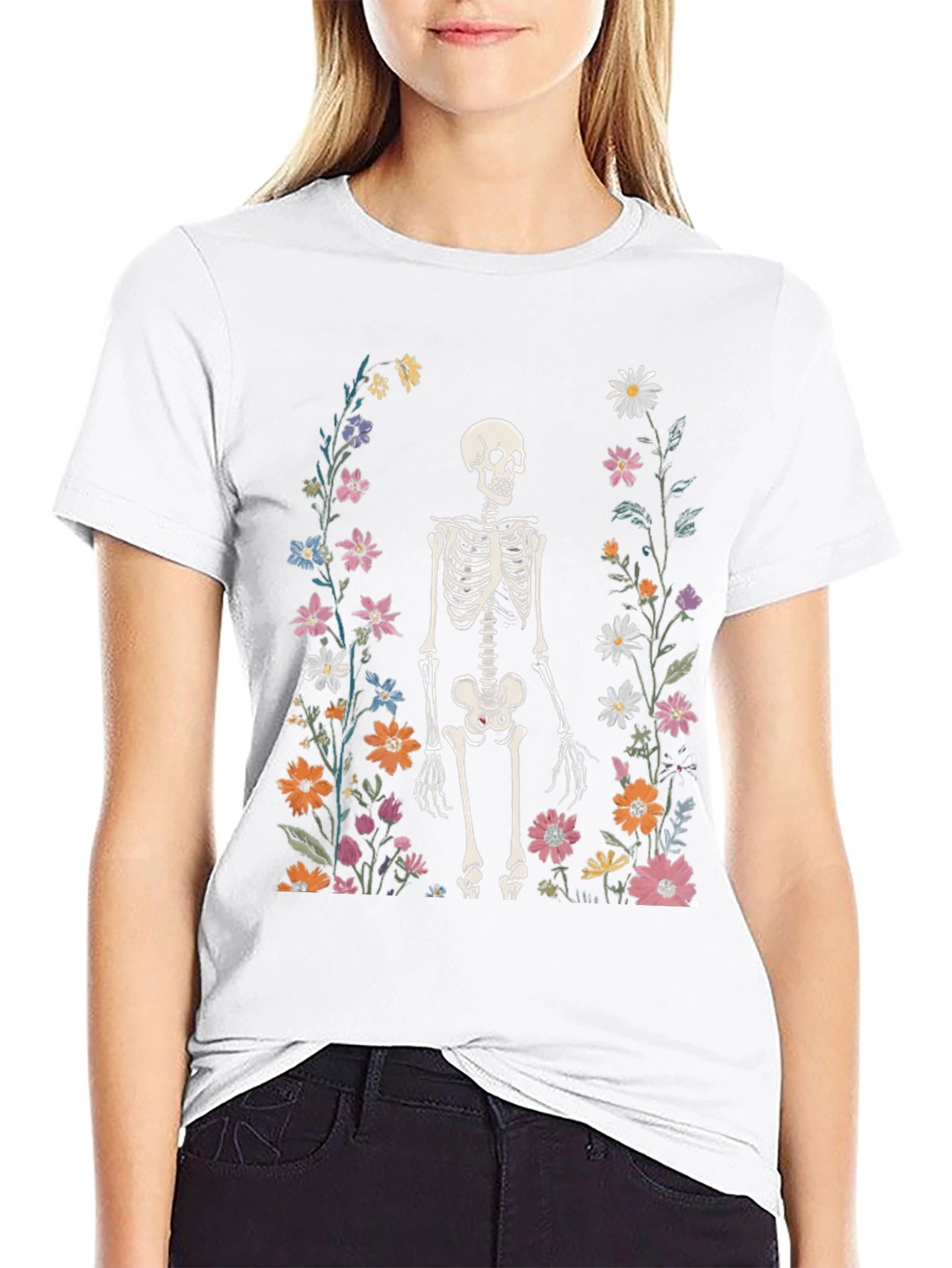 Floral Skeleton Graphic Tee - Mens
