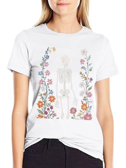 Floral Skeleton Graphic Tee - Mens