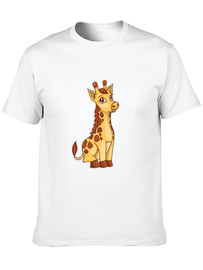 Giraffe Graphic Print Mens Black T-Shirt