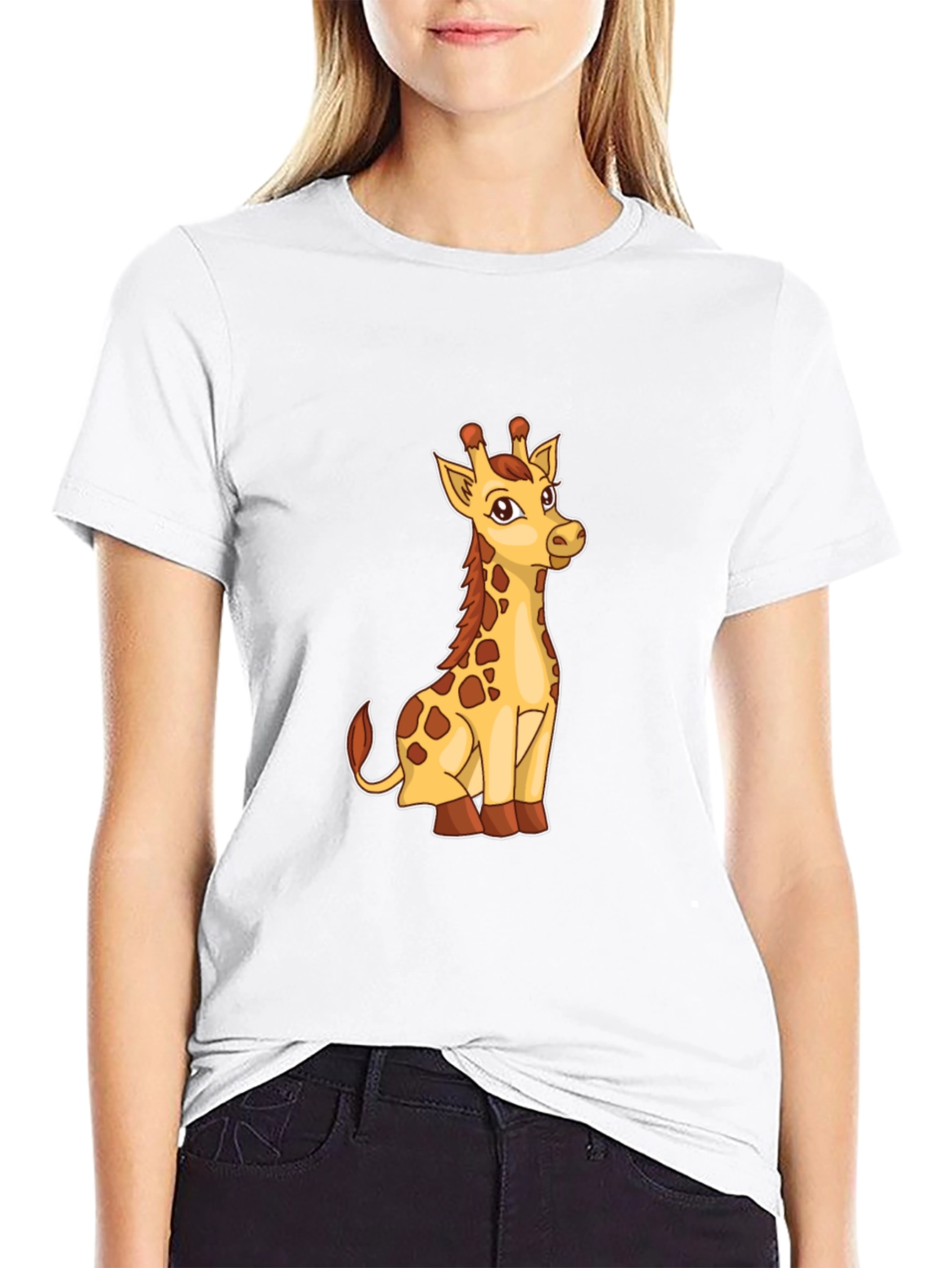 Giraffe Graphic Print Mens Black T-Shirt