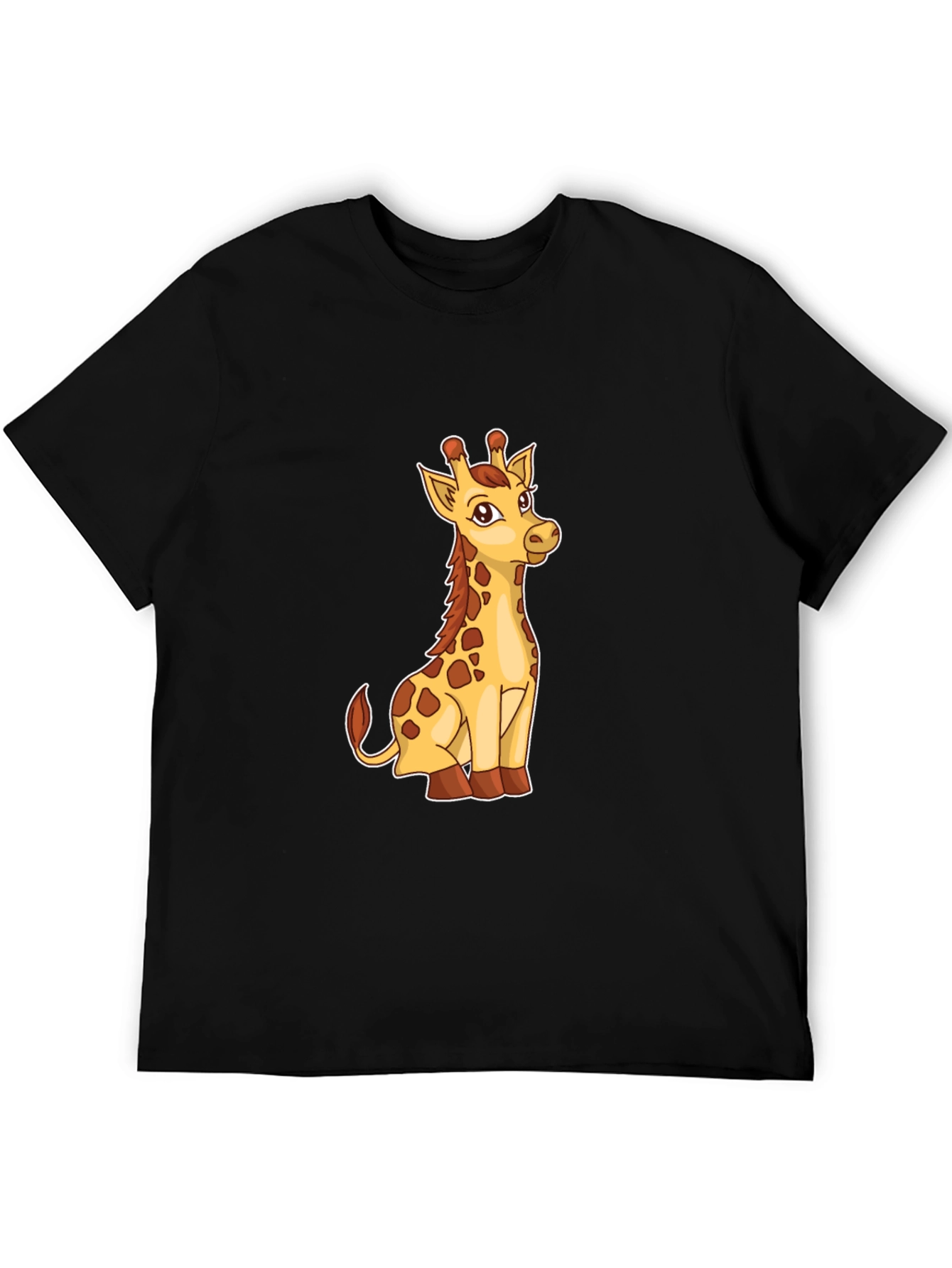 Giraffe Graphic Print Mens Black T-Shirt