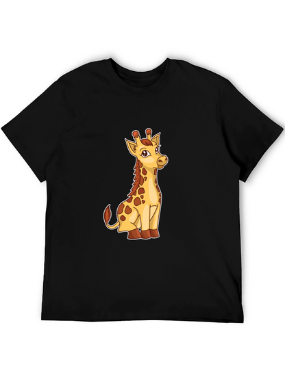 Giraffe Graphic Print Mens Black T-Shirt