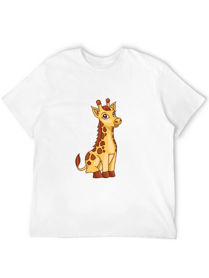 Giraffe Graphic Print Mens Black T-Shirt