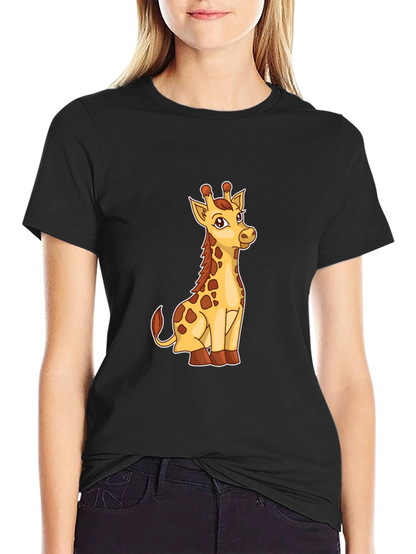 Giraffe Graphic Print Mens Black T-Shirt