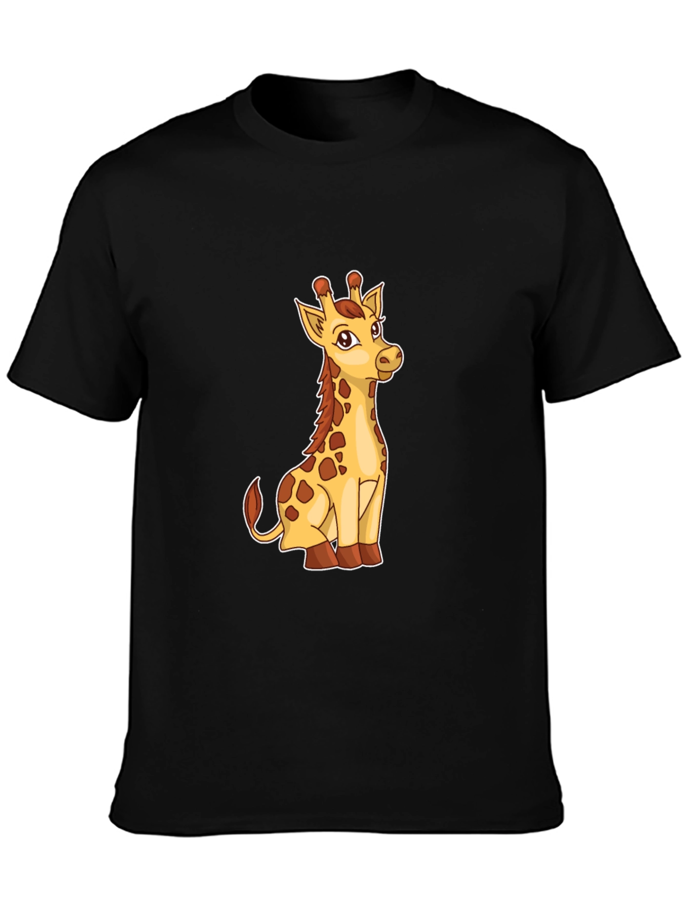 Giraffe Graphic Print Mens Black T-Shirt