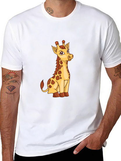 Giraffe Graphic Print Mens Black T-Shirt