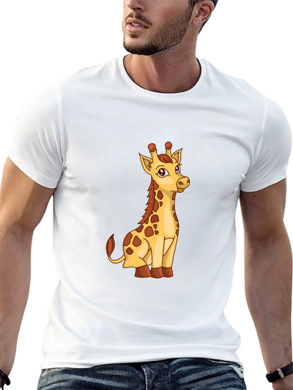 Giraffe Graphic Print Mens Black T-Shirt