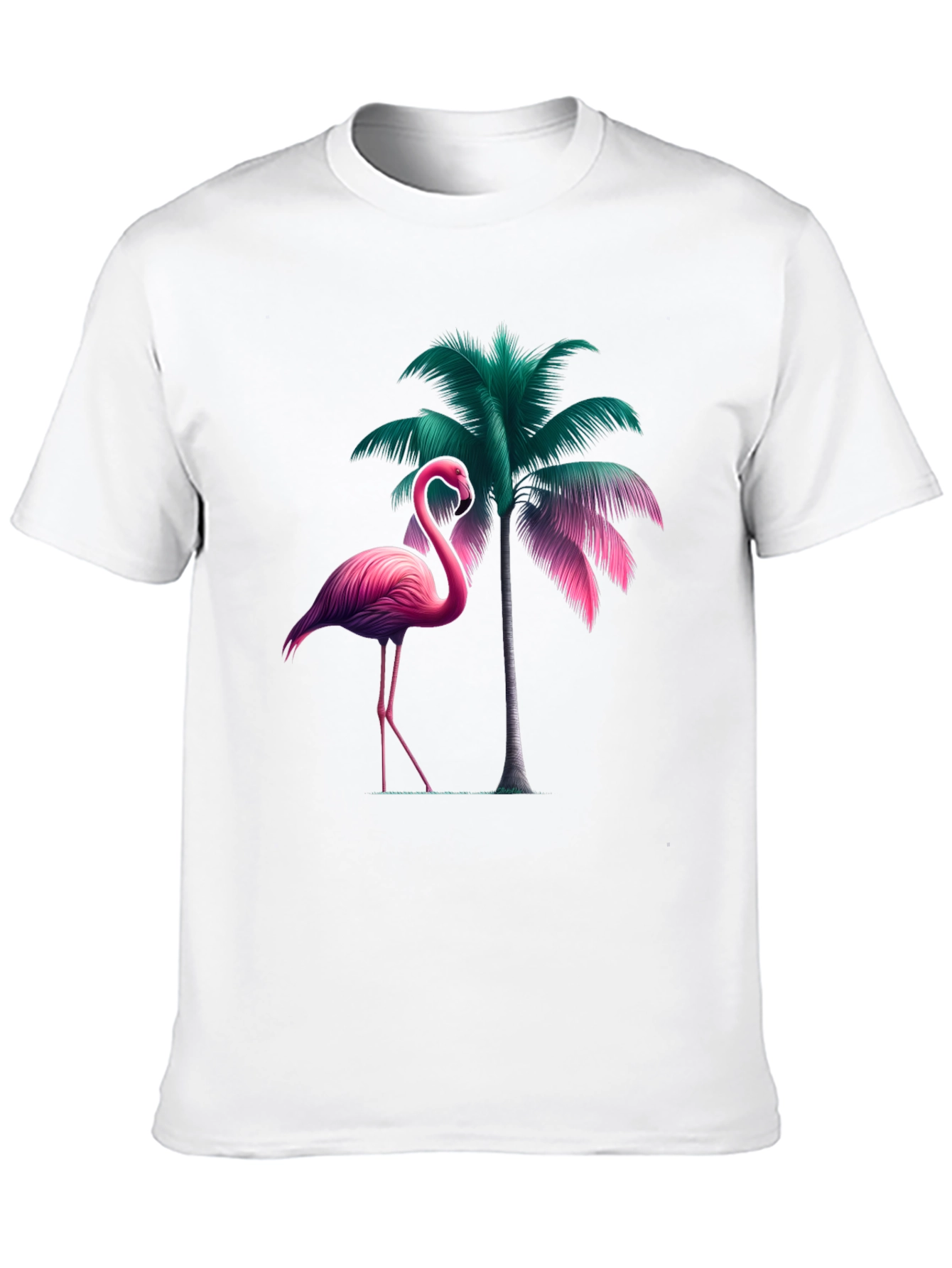 Tropical Flamingo Palm Tree Graphic T-Shirt