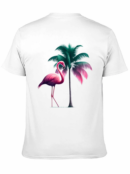 Tropical Flamingo Palm Tree Graphic T-Shirt