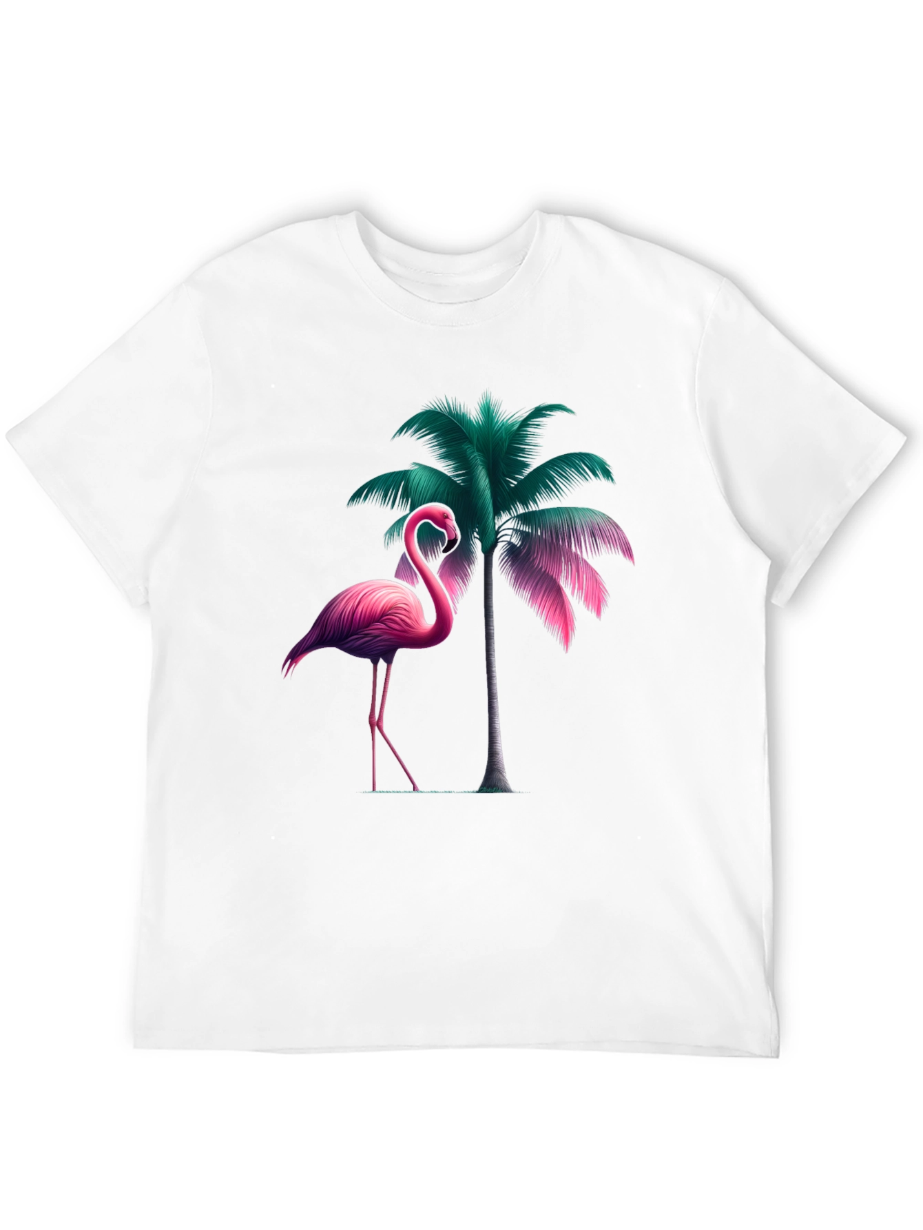 Tropical Flamingo Palm Tree Graphic T-Shirt