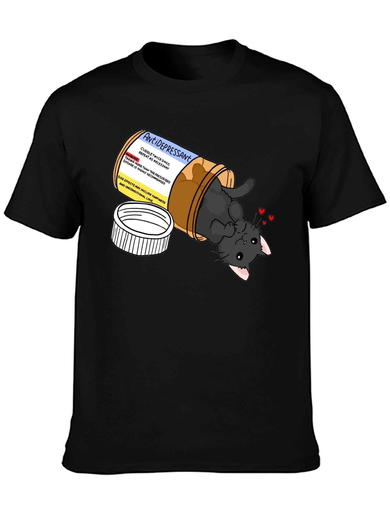 Antidepressant Cat Pill Bottle Graphic T-Shirt