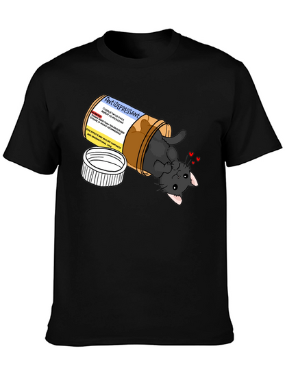 Antidepressant Cat Pill Bottle Graphic T-Shirt