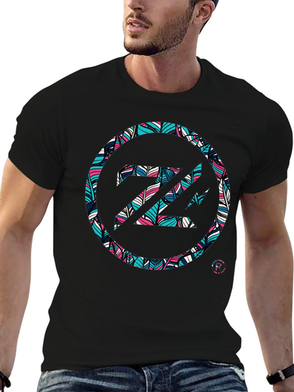 Abstract Feather Z Logo Black Tee
