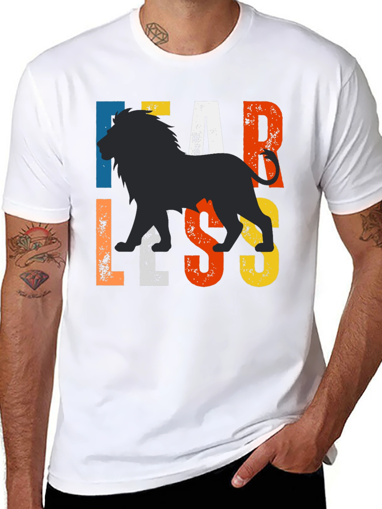 Fearless Lion Graphic Tee - Mens Black T-Shirt