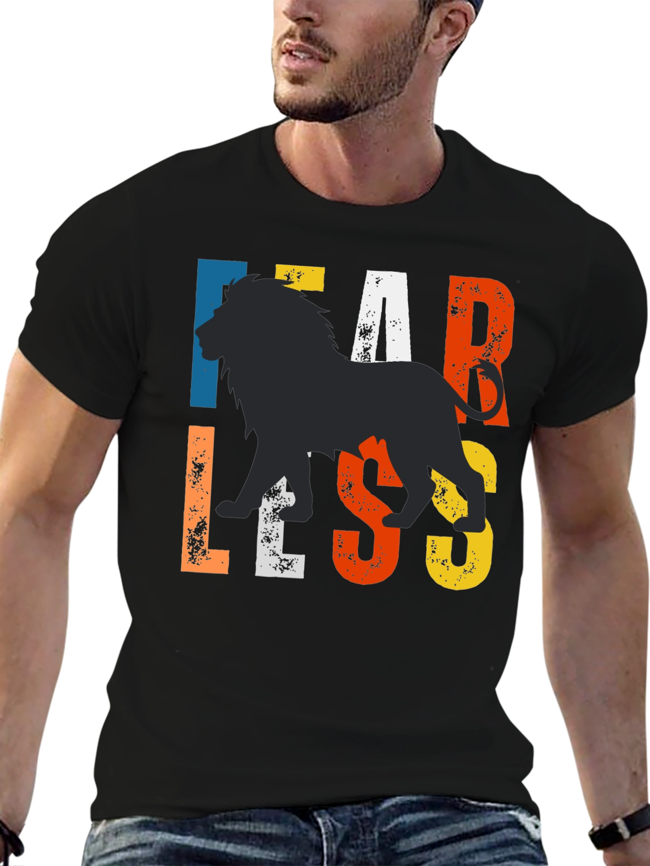 Fearless Lion Graphic Tee - Mens Black T-Shirt