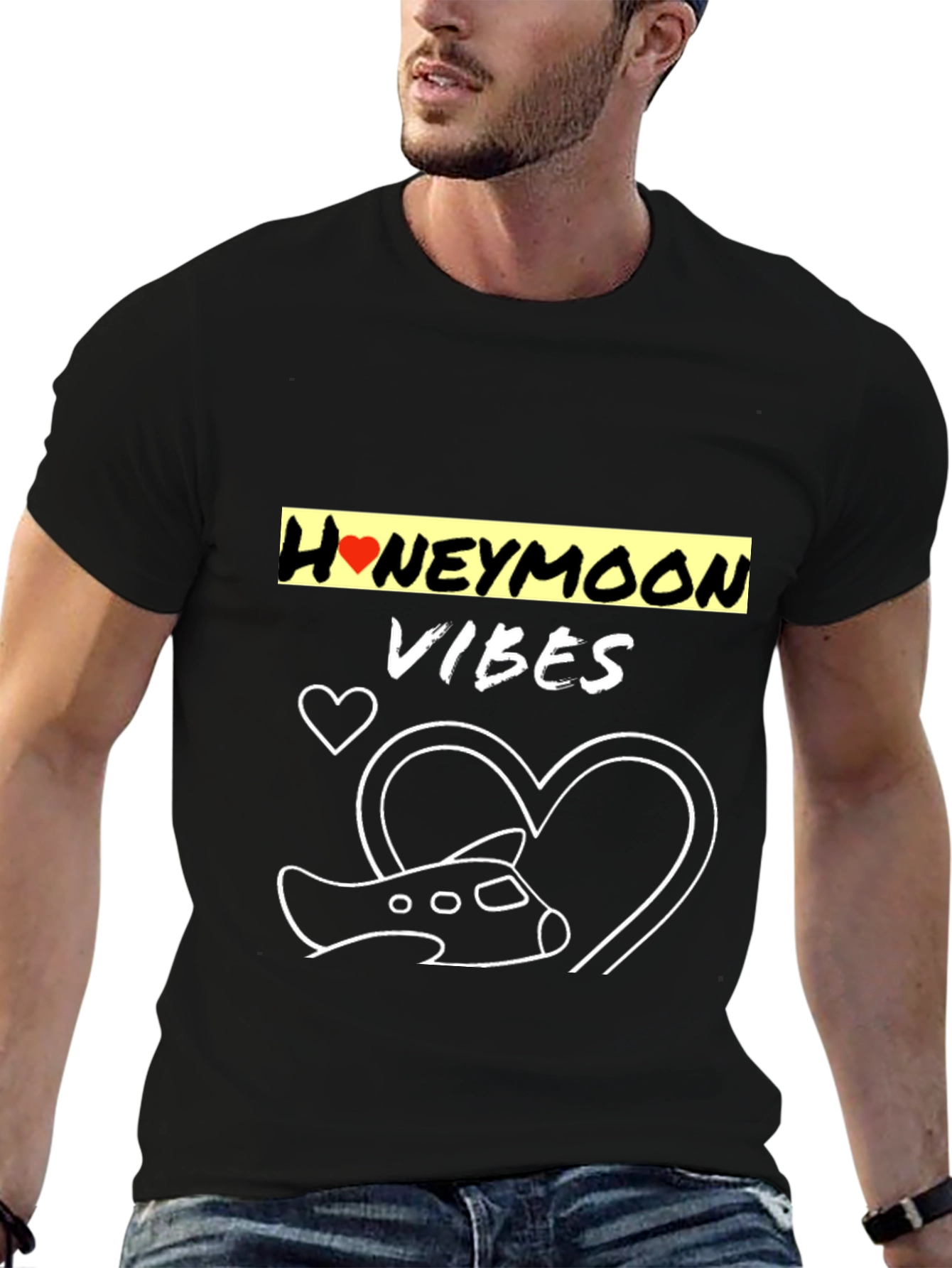 Honeymoon Vibes Black Graphic Tee