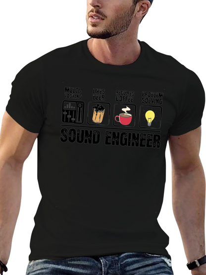 Sound Engineer T-Shirt - Multi-tasking Beer Coffee Problem Solving