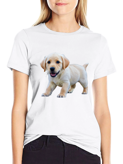 Cute Labrador Puppy Graphic Black T-Shirt