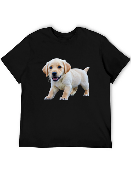 Cute Labrador Puppy Graphic Black T-Shirt