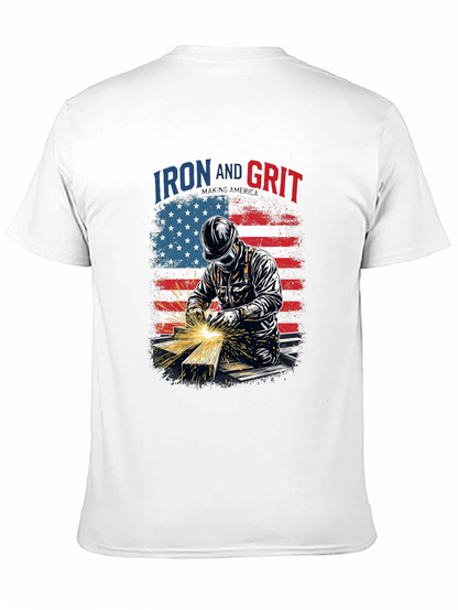 Iron and Grit Welder T-Shirt - Patriotic Design