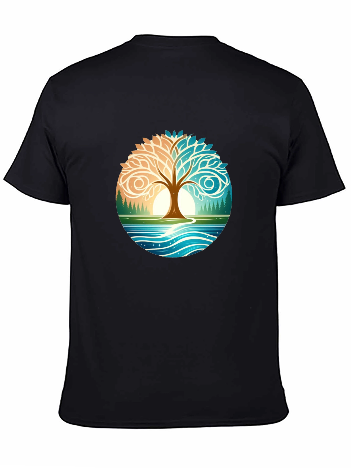 Yin Yang Tree Nature Graphic T-Shirt