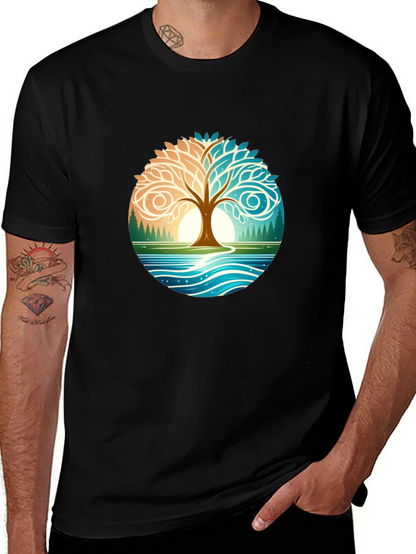 Yin Yang Tree Nature Graphic T-Shirt