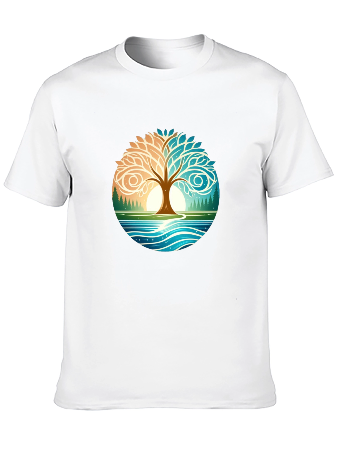 Yin Yang Tree Nature Graphic T-Shirt