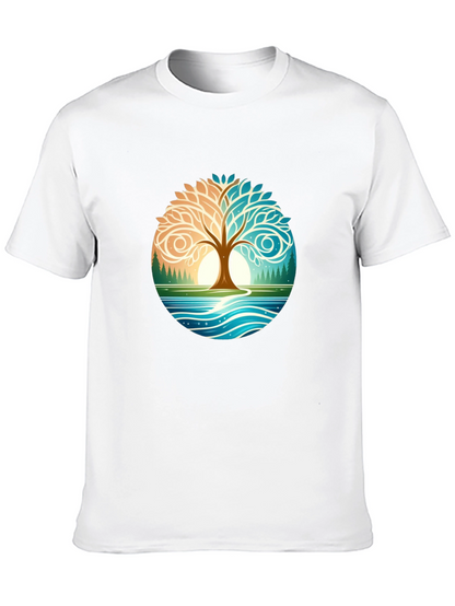 Yin Yang Tree Nature Graphic T-Shirt