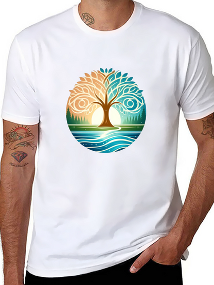 Yin Yang Tree Nature Graphic T-Shirt