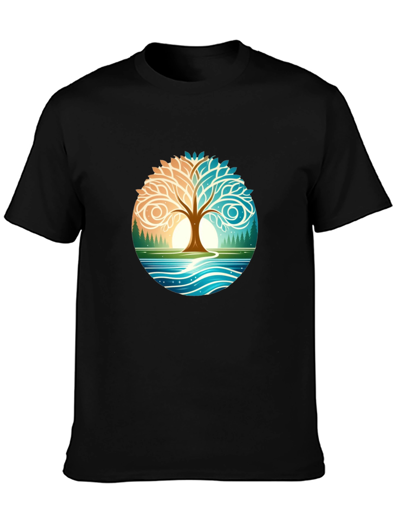 Yin Yang Tree Nature Graphic T-Shirt