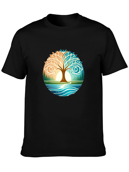 Yin Yang Tree Nature Graphic T-Shirt